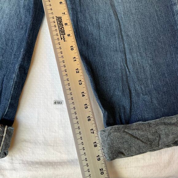 Baby Phat Women Denim Shorts size 11 Blue Mid Rise Stretch Chino Boyfriend - Picture 4 of 12